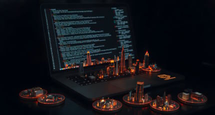 Laptop with mini cities