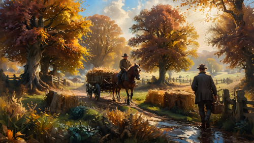 A-Painting-of-a-rural-scene-in-the-Cotswolds-1800s