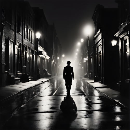 A-lonely-gumshoe-walks-down-a-dimly-light-American-street