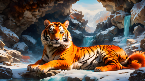 Bengal-Tiger-in-an-ice-cave