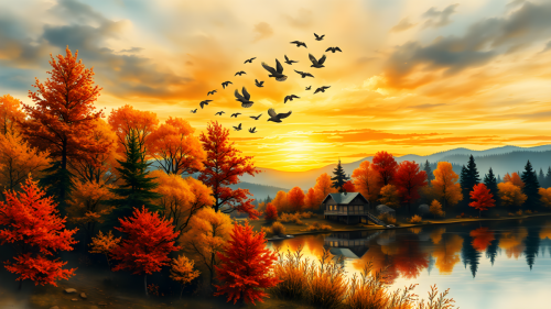 Lake-scene-in-the-warm-glow-of-the-setting-sun