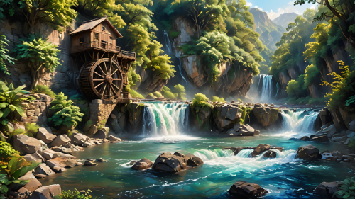 Mountain-Waterfall-Painting