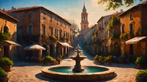 Village-square-in-the-center-of-a-Mediterranean-town